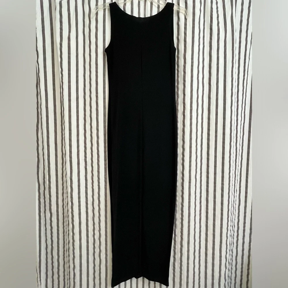 Charlotte Russe Contour Midi dress - all black size Small with slit - Picture 4 of 4